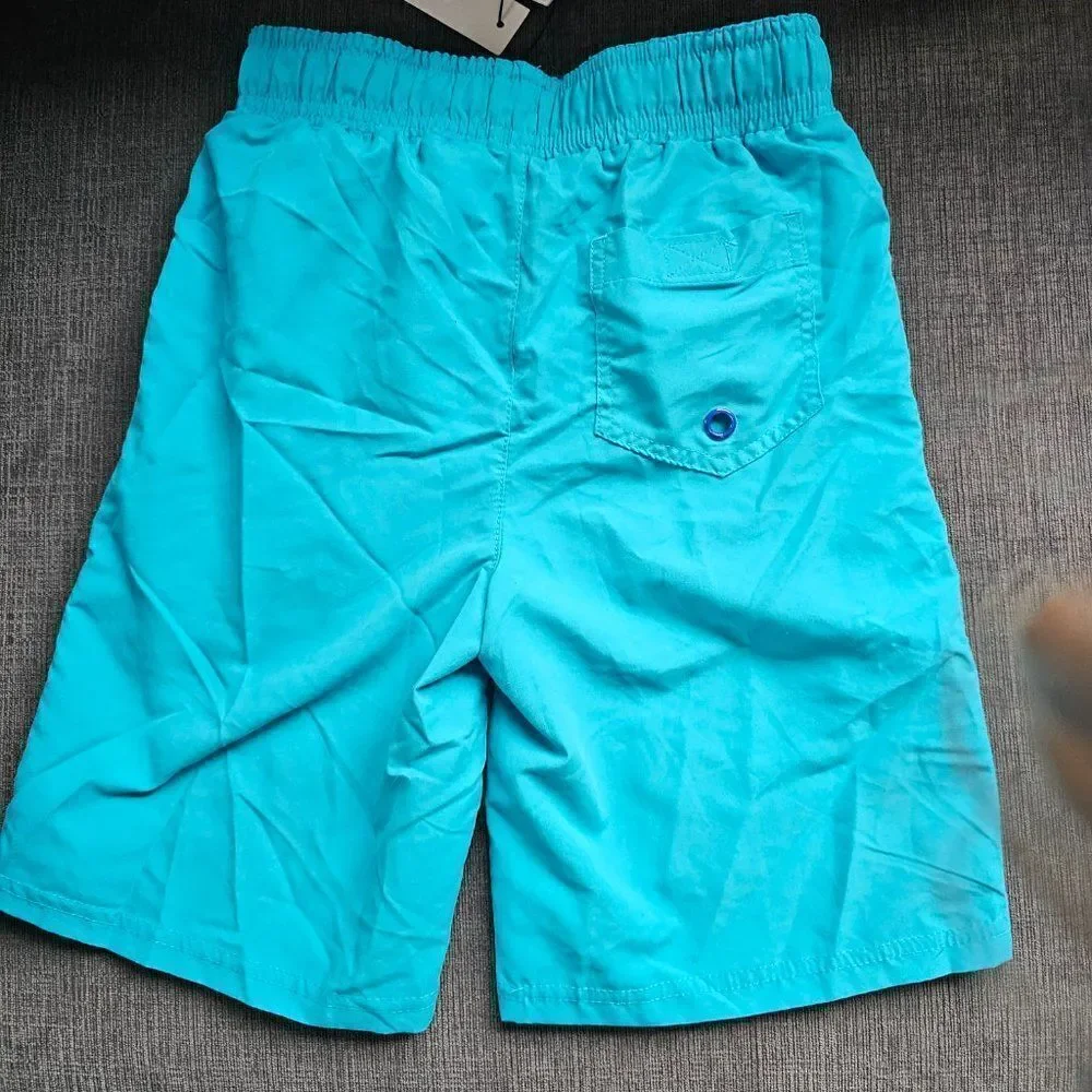 Calvin Klein Big Boys Caspian Blue Logo Stripe Swimwear Board Shorts Size 8